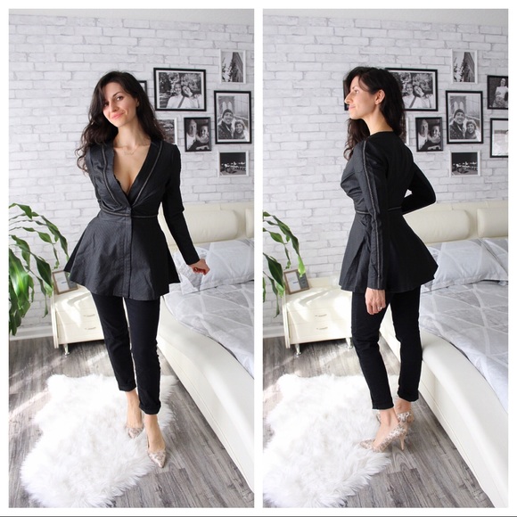 VENUS Faux Leather Flare Jacket NWT Black - Picture 2 of 8